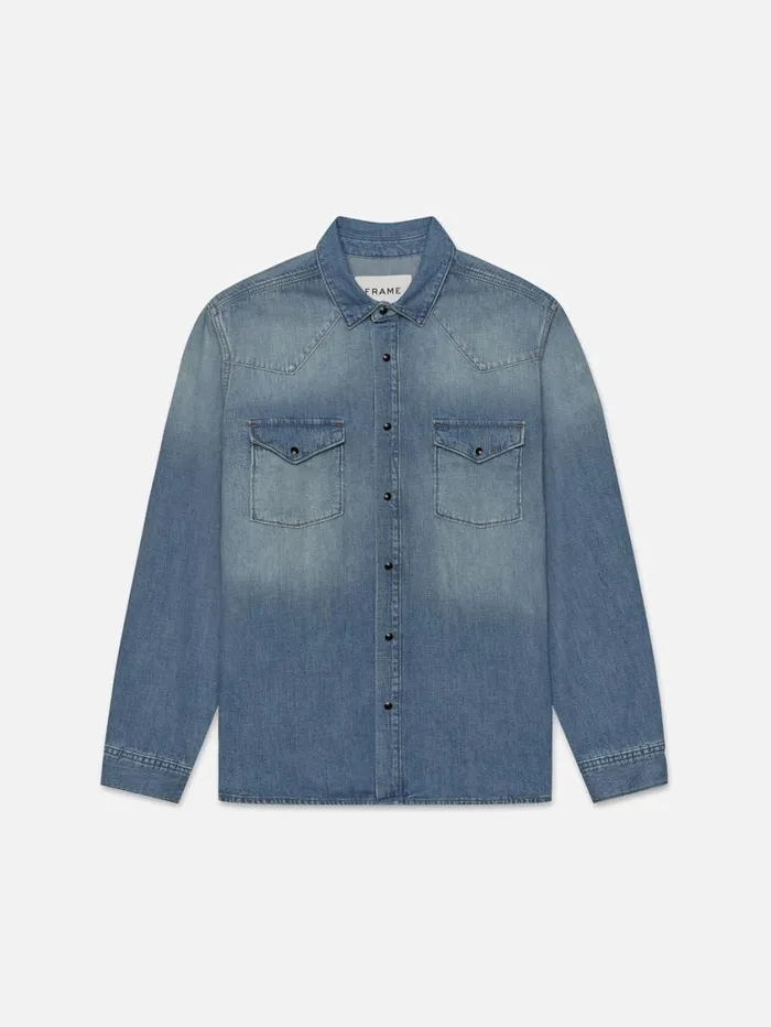 Men Jackets and Shirts FRAME Western Denim Shirt 8212 Barcelona