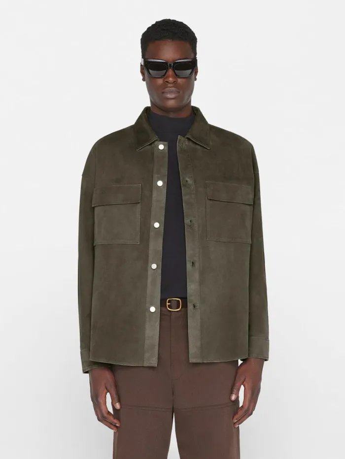 Men Leather and Suede FRAME Clean Suede Shirt 8212 Mocha Men Leather and Suede FRAME Clean Suede Shirt 8212 Mocha