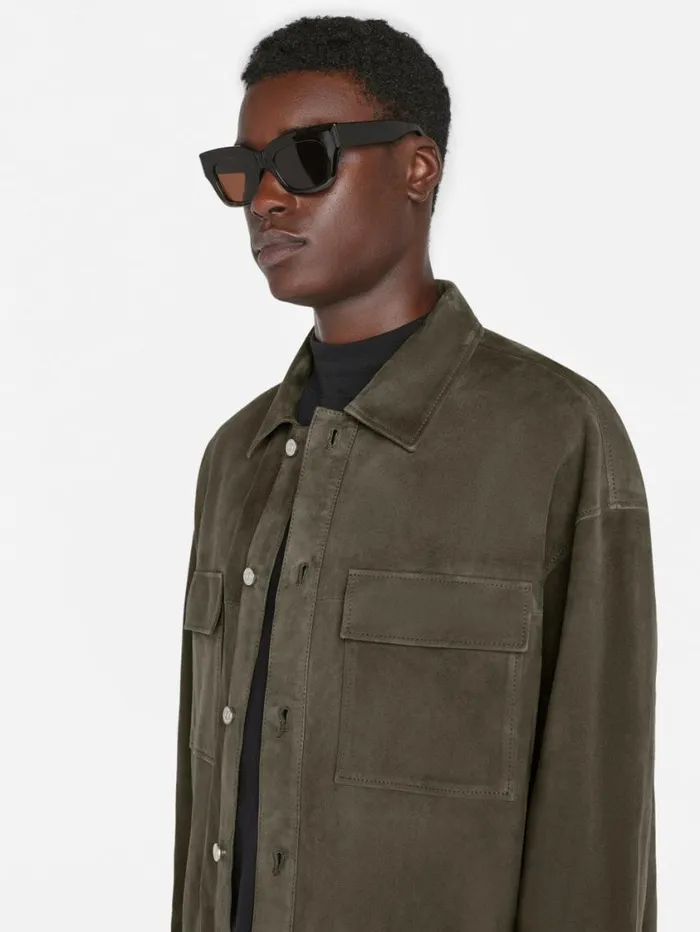 Men Leather and Suede FRAME Clean Suede Shirt 8212 Mocha Men Leather and Suede FRAME Clean Suede Shirt 8212 Mocha