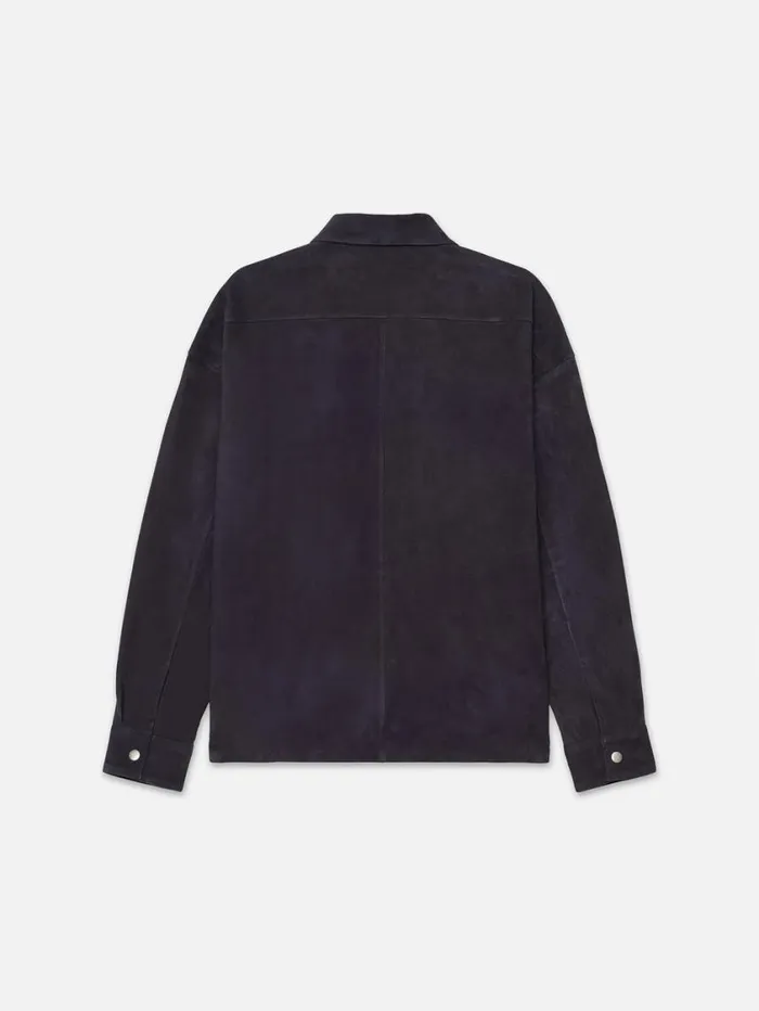 Men Leather and Suede FRAME Clean Suede Zip Shirt 8212 Dark Navy Men Leather and Suede FRAME Clean Suede Zip Shirt 8212 Dark Navy
