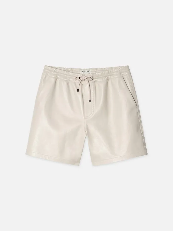 Men Leather and Suede FRAME Leather Volley Short 8212 White Canvas