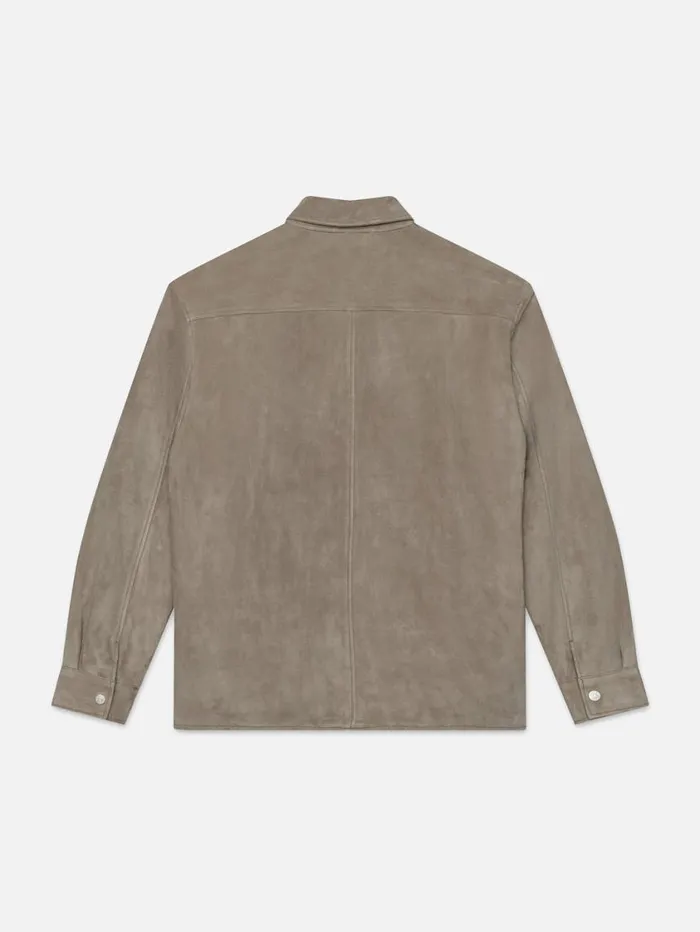 Men Leather and Suede FRAME Long Sleeve Suede Padded Shirt 8212 Stone Beige Men Leather and Suede FRAME Long Sleeve Suede Padded Shirt 8212 Stone Beige