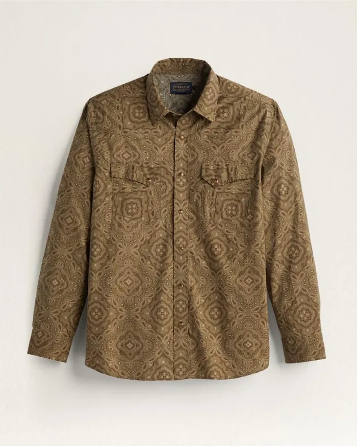 Men LONGSLEEVE LARAMIE SNAPFRONT SHIRT Khaki Green Pendleton Shirts