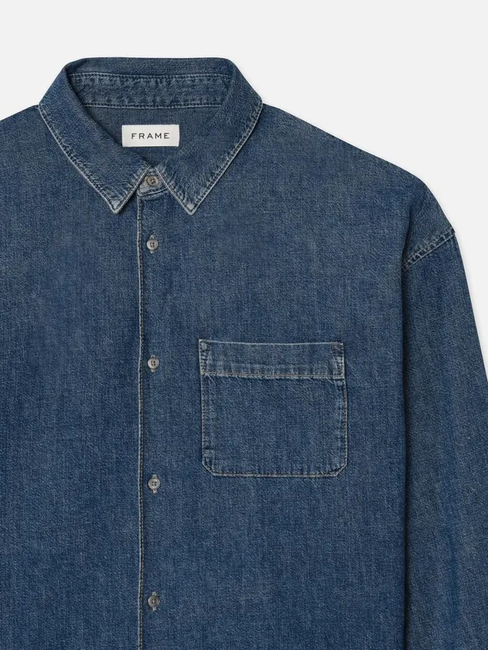 Men New Denim FRAME Relaxed Denim Shirt 8212 Dark Ocean Men New Denim FRAME Relaxed Denim Shirt 8212 Dark Ocean