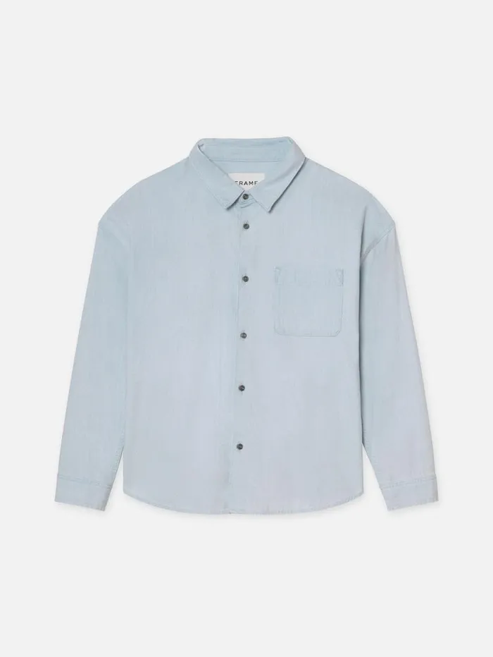 Men New Denim FRAME Relaxed Denim Shirt 8212 Southern Ocean
