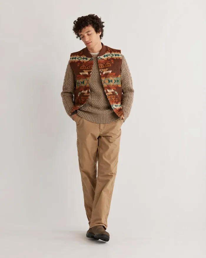 Men PARKDALE QUILTED SNAP WOOL VEST Brown Highland Peak Pendleton Jackets and Coats Men PARKDALE QUILTED SNAP WOOL VEST Brown Highland Peak Pendleton Jackets and Coats