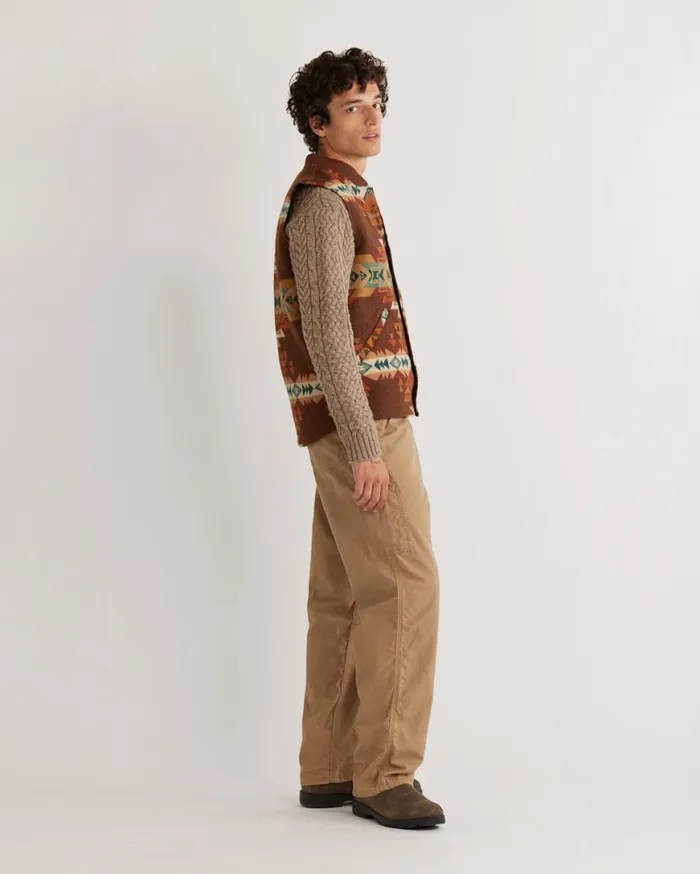 Men PARKDALE QUILTED SNAP WOOL VEST Brown Highland Peak Pendleton Jackets and Coats