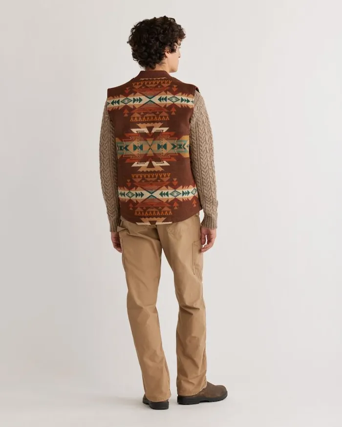 Men PARKDALE QUILTED SNAP WOOL VEST Brown Highland Peak Pendleton Jackets and Coats