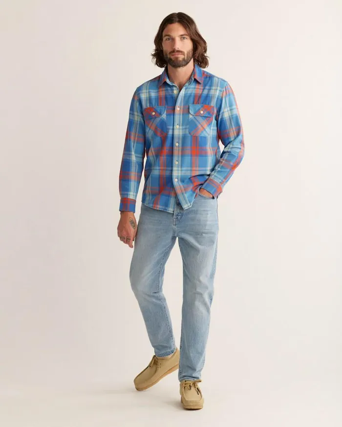 Men PLAID BEACH SHACK COTTON SHIRT Ivorycopperrust Ombre Pendleton Shirts