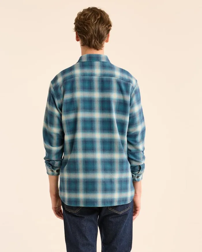 Men PLAID BURNSIDE DOUBLEBRUSHED FLANNEL SHIRT Navygreyochre Plaid Pendleton Shirts