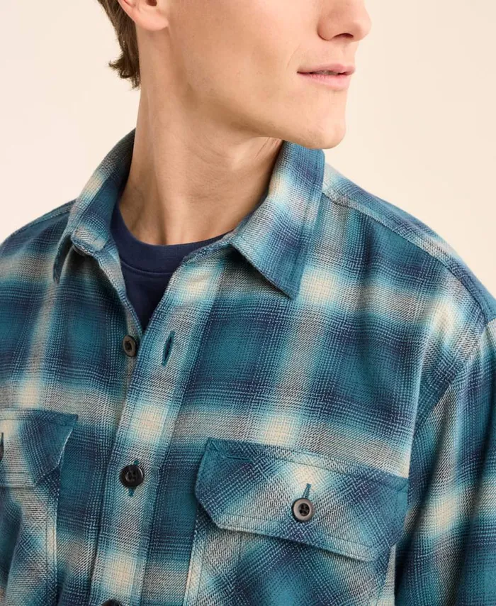 Men PLAID BURNSIDE DOUBLEBRUSHED FLANNEL SHIRT Navygreyochre Plaid Pendleton Shirts