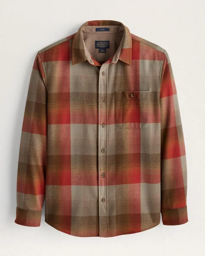 Men PLAID ELBOWPATCH TRAIL SHIRT Tanred Plaid Pendleton Shirts