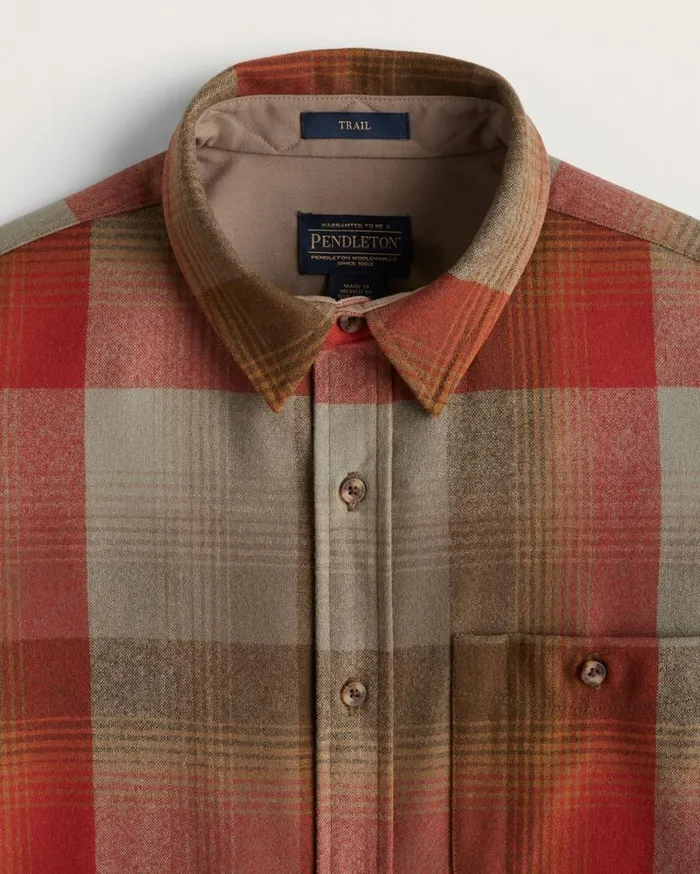 Men PLAID ELBOWPATCH TRAIL SHIRT Tanred Plaid Pendleton Shirts