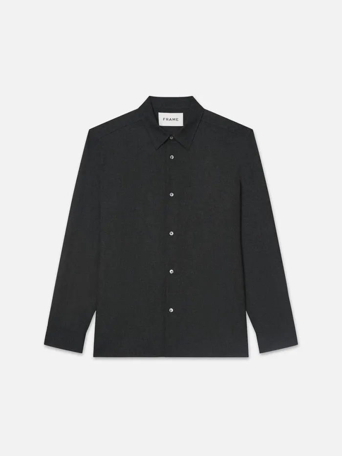 Men Shirts FRAME Brushed Flannel Shirt 8212 Charcoal