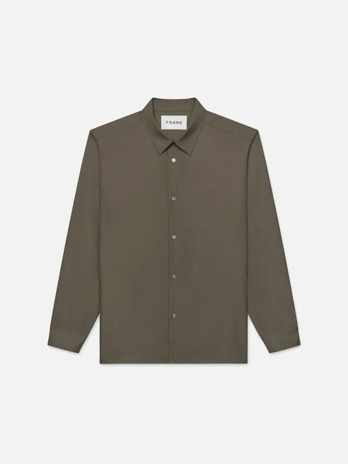Men Shirts FRAME Brushed Flannel Shirt 8212 Dark Olive
