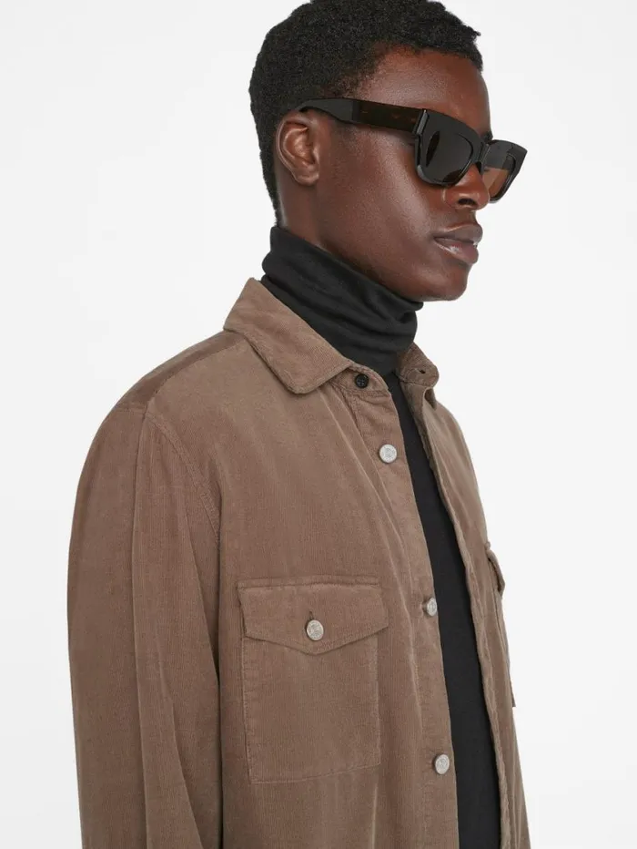 Men Shirts FRAME Double Pocket Micro Corduroy Shirt 8212 Mocha Men Shirts FRAME Double Pocket Micro Corduroy Shirt 8212 Mocha