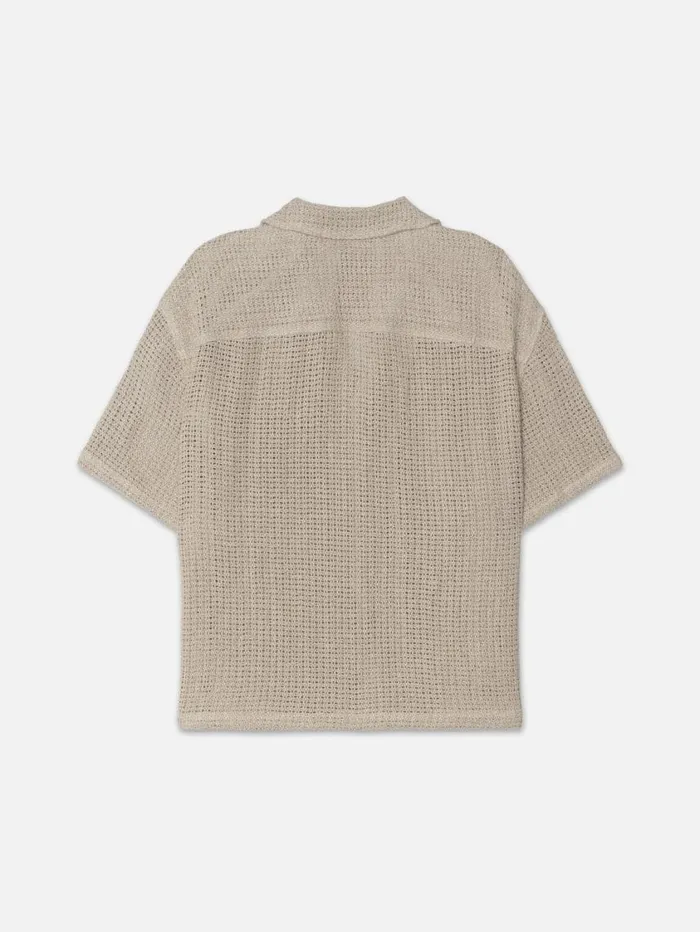 Men Shirts FRAME Open Weave Short Sleeve Shirt 8212 Smoke Beige Men Shirts FRAME Open Weave Short Sleeve Shirt 8212 Smoke Beige