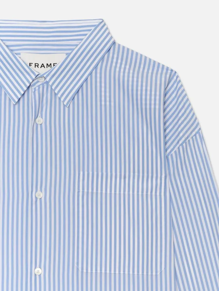 Men Shirts FRAME Relaxed Blue Striped Shirt 8212 Blue Stripe Men Shirts FRAME Relaxed Blue Striped Shirt 8212 Blue Stripe