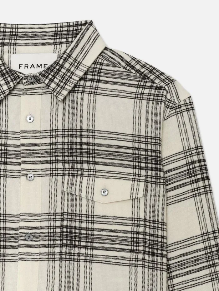 Men Shirts FRAME Spring Plaid Shirt 8212 White CanvasBlack Plaid Men Shirts FRAME Spring Plaid Shirt 8212 White CanvasBlack Plaid