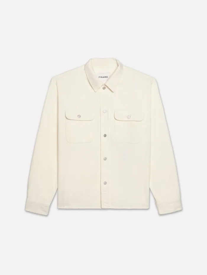 Men Shirts FRAME Textured Terry Overshirt 8212 Off White
