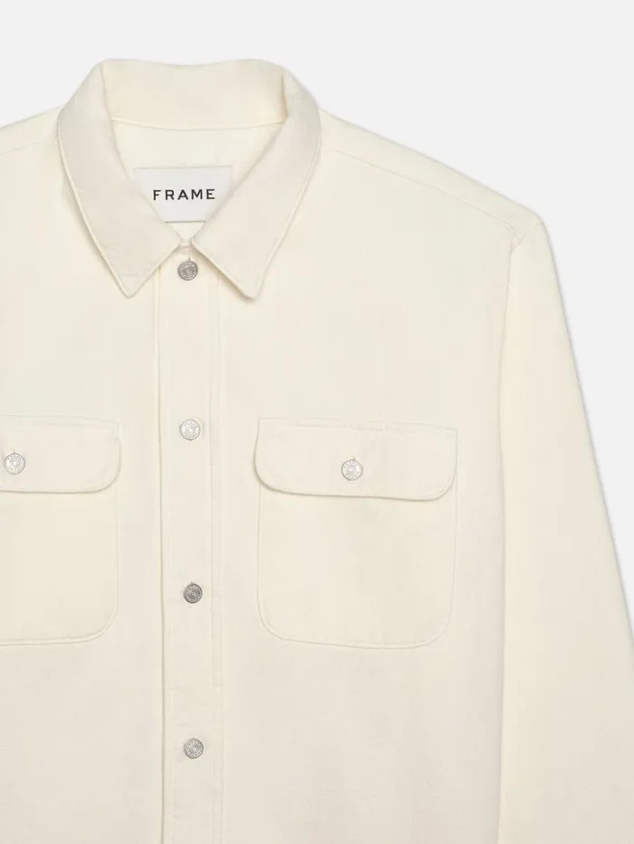 Men Shirts FRAME Textured Terry Overshirt 8212 Off White Men Shirts FRAME Textured Terry Overshirt 8212 Off White