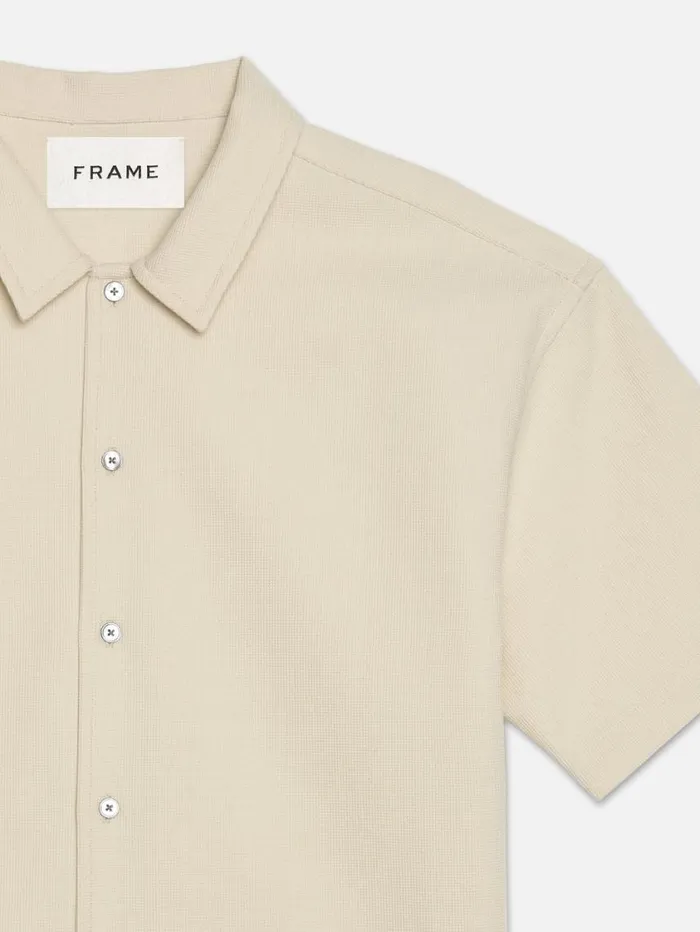 Men Shirts FRAME Waffle Textured Short Sleeve Shirt 8212 Beige Men Shirts FRAME Waffle Textured Short Sleeve Shirt 8212 Beige