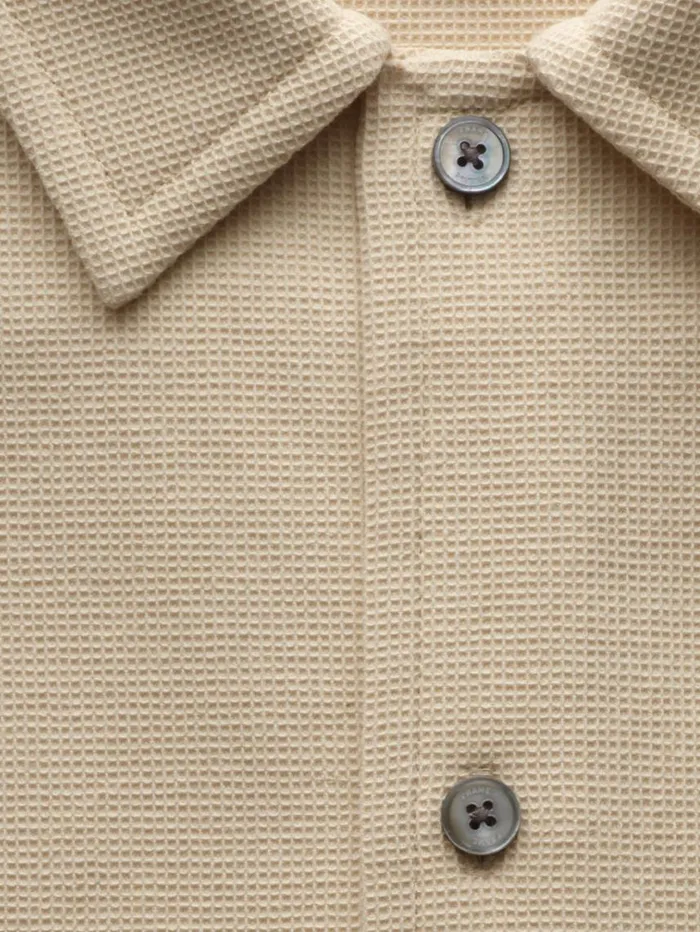 Men Shirts FRAME Waffle Textured Short Sleeve Shirt 8212 Beige Men Shirts FRAME Waffle Textured Short Sleeve Shirt 8212 Beige