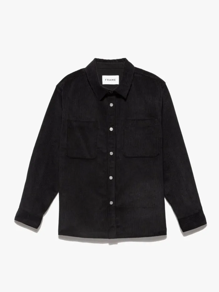 Men Shirts FRAME Wide Wale Corduroy Overshirt 8212 Noir
