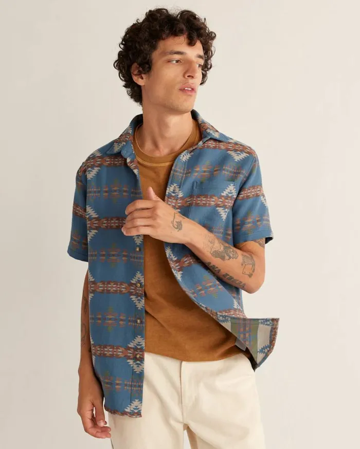Men SHORTSLEEVE GATEWAY COTTON SHIRT Blue Rancho Arroyo Pendleton Shirts