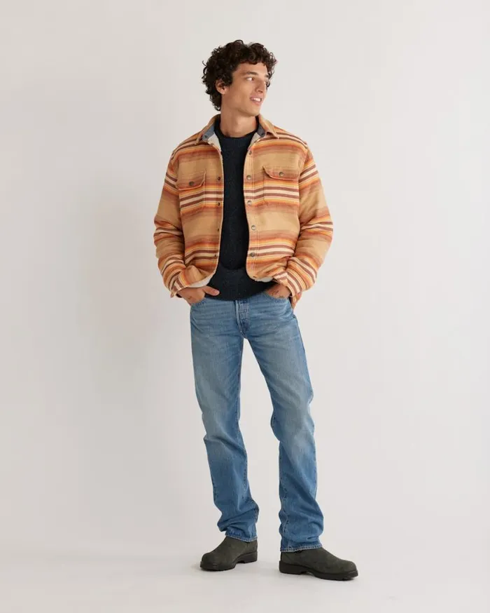 Men STRIPED DOUBLESOFT SHERPALINED SHIRT JACKET Tan Ralston Stripe Pendleton Jackets and Coats Men STRIPED DOUBLESOFT SHERPALINED SHIRT JACKET Tan Ralston Stripe Pendleton Jackets and Coats
