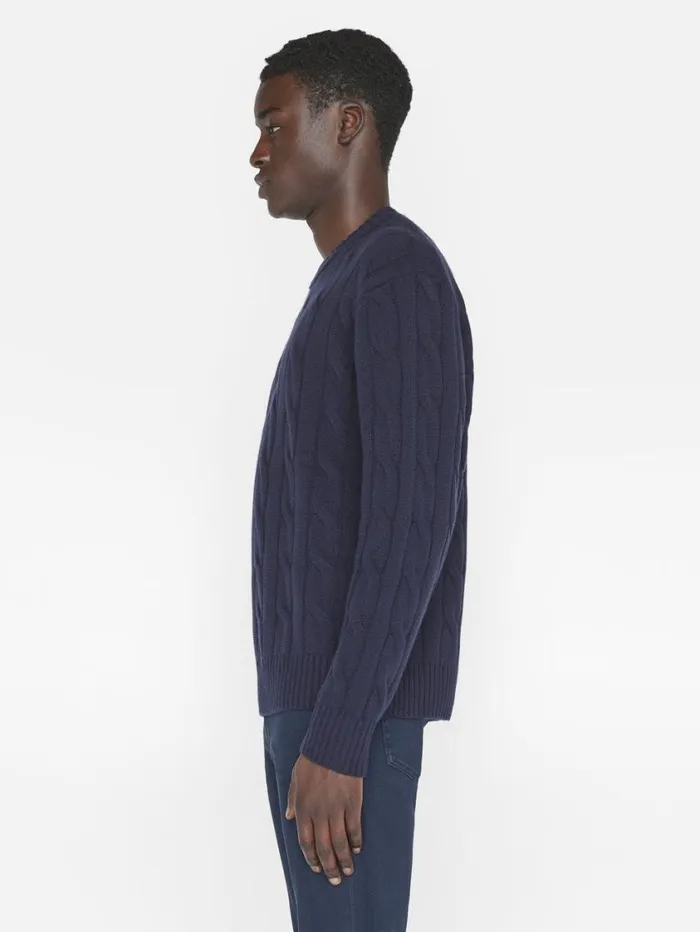 Men Sweaters and Hoodies FRAME Cashmere Cable Crewneck 8212 Navy Men Sweaters and Hoodies FRAME Cashmere Cable Crewneck 8212 Navy