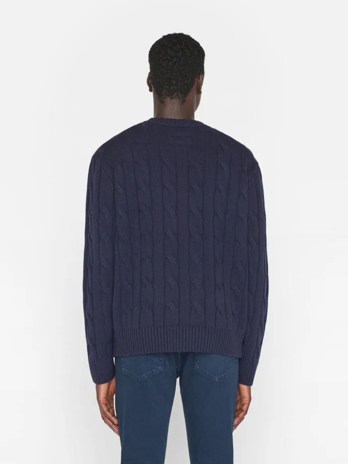 Men Sweaters and Hoodies FRAME Cashmere Cable Crewneck 8212 Navy Men Sweaters and Hoodies FRAME Cashmere Cable Crewneck 8212 Navy