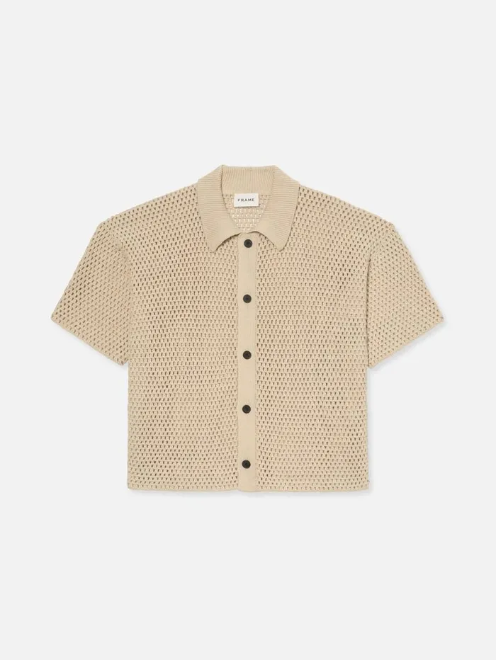 Men Sweaters and Hoodies FRAME Open Weave Cardigan 8212 Ecru