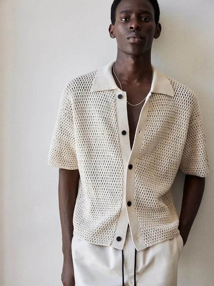 Men Sweaters and Hoodies FRAME Open Weave Cardigan 8212 Ecru Men Sweaters and Hoodies FRAME Open Weave Cardigan 8212 Ecru