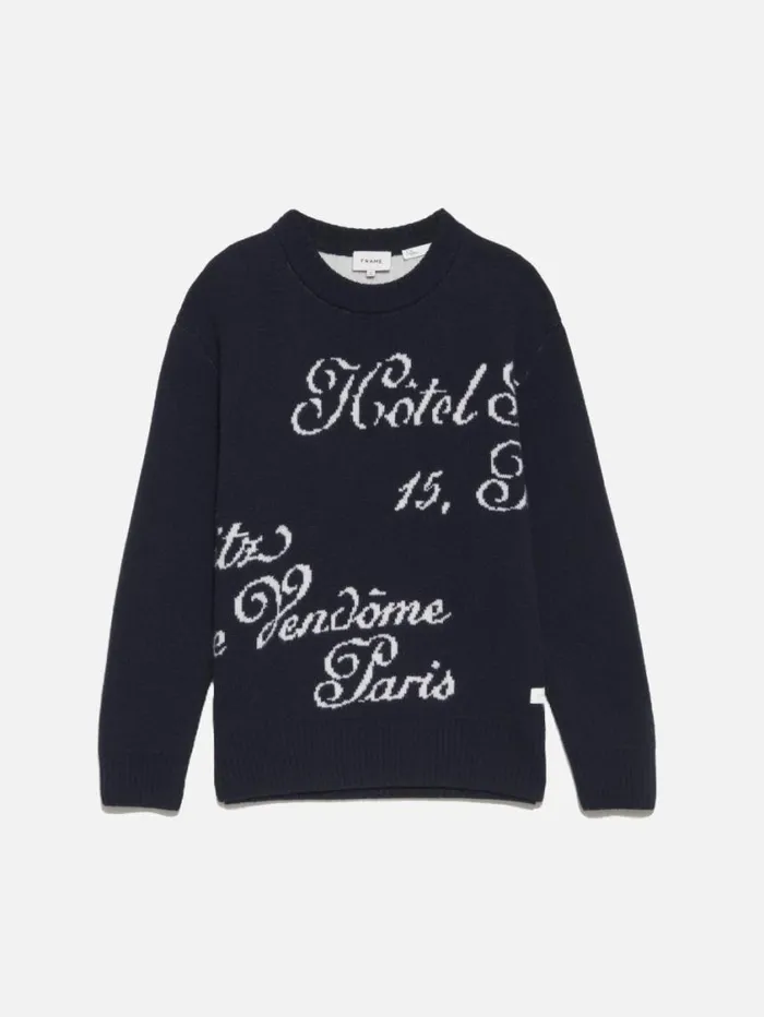 Men Sweaters and Hoodies FRAME Ritz Mens Crew Sweater 8212 Navy Multi