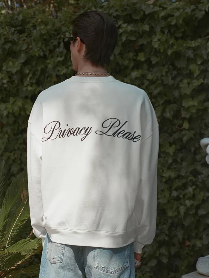 Men Sweaters and Hoodies FRAME Ritz Unisex Privacy Please Crewneck 8212 White Men Sweaters and Hoodies FRAME Ritz Unisex Privacy Please Crewneck 8212 White