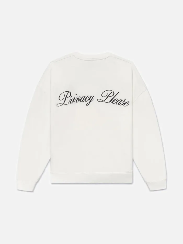 Men Sweaters and Hoodies FRAME Ritz Unisex Privacy Please Crewneck 8212 White Men Sweaters and Hoodies FRAME Ritz Unisex Privacy Please Crewneck 8212 White