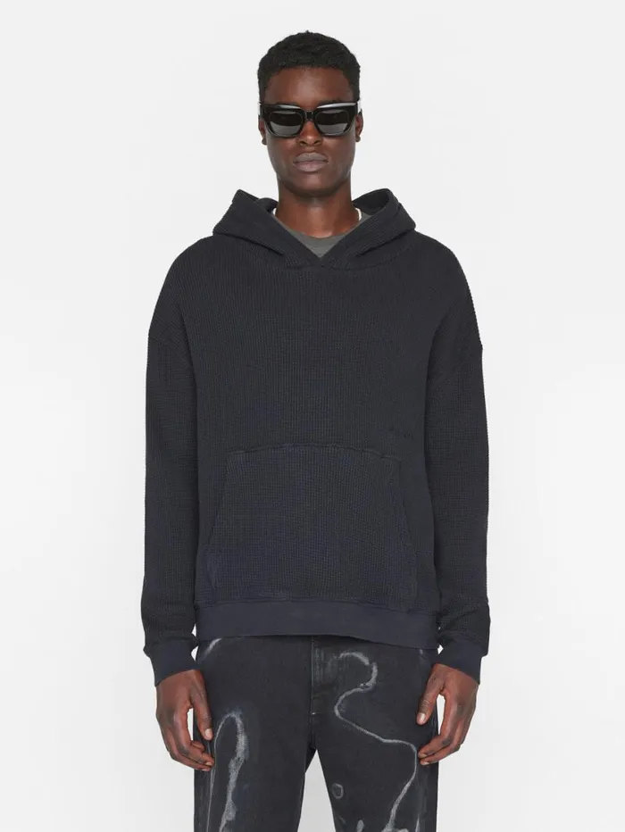 Men Sweaters and Hoodies FRAME Waffle Textured Hoodie 8212 Noir Men Sweaters and Hoodies FRAME Waffle Textured Hoodie 8212 Noir