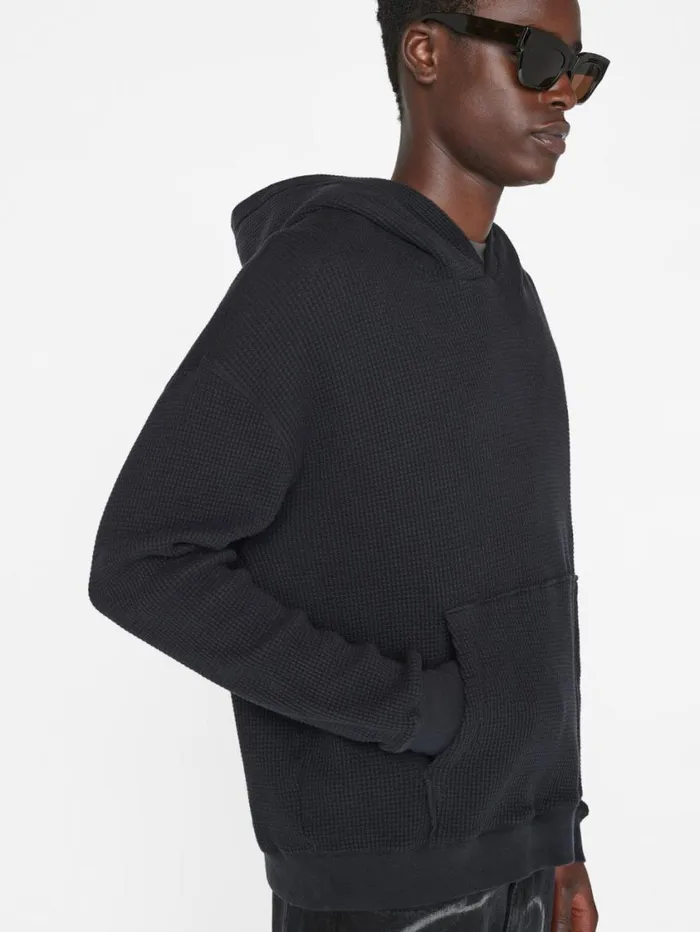 Men Sweaters and Hoodies FRAME Waffle Textured Hoodie 8212 Noir Men Sweaters and Hoodies FRAME Waffle Textured Hoodie 8212 Noir