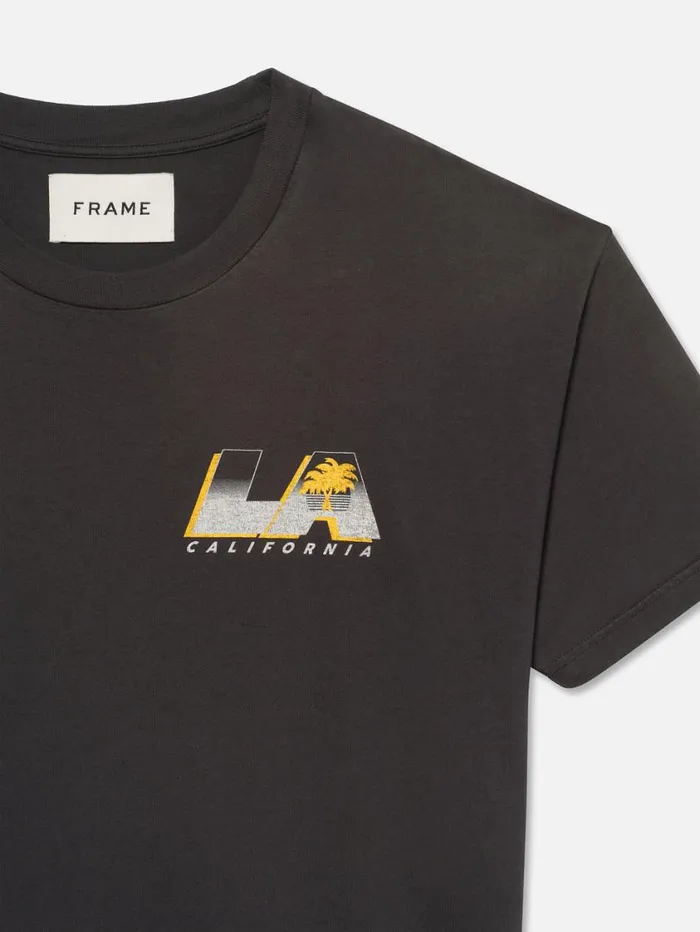 Men Tees FRAME Boxy Vintage Print Tee 8212 Washed Black Men Tees FRAME Boxy Vintage Print Tee 8212 Washed Black