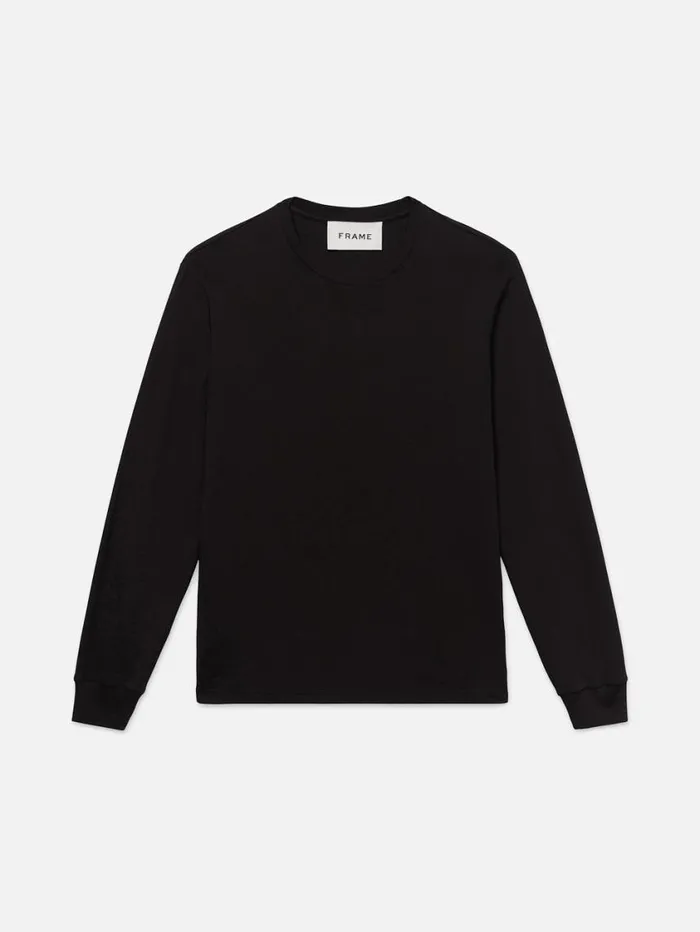 Men Tees FRAME Duo Fold Long Sleeve Crew 8212 Noir