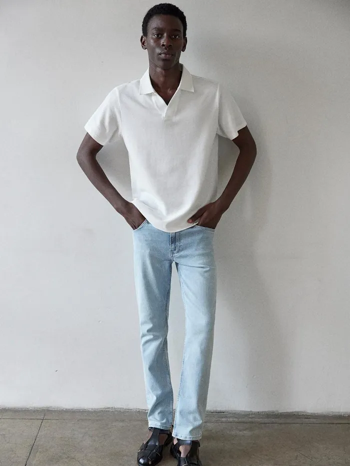 Men Tees FRAME Jacquard Polo 8212 Off White Men Tees FRAME Jacquard Polo 8212 Off White