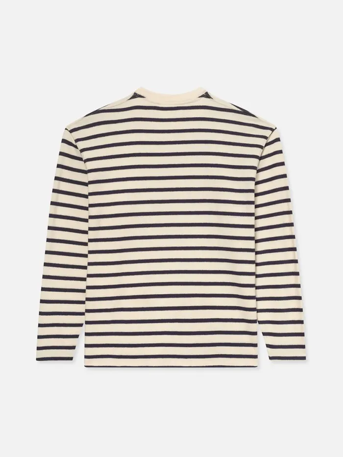 Men Tees FRAME Long Sleeve Relaxed Striped Tee 8212 Dark Navy Stripe Men Tees FRAME Long Sleeve Relaxed Striped Tee 8212 Dark Navy Stripe