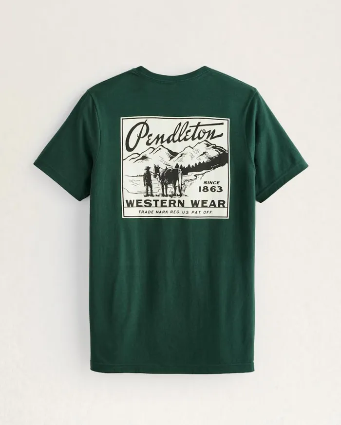 Men WESTERN SQUARE GRAPHIC TEE Forestwhite Pendleton Tees and Sweatshirts