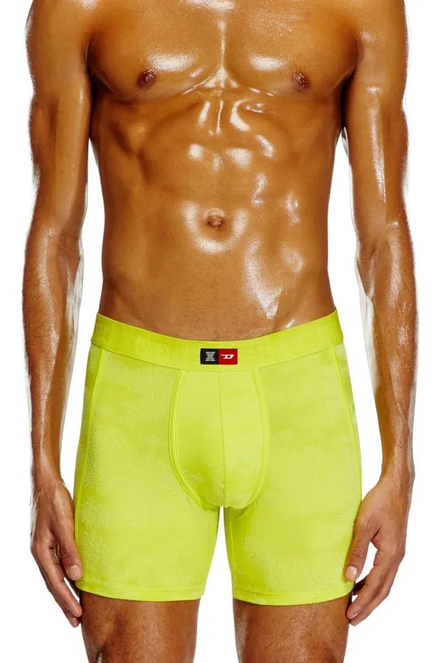MenWomen Diesel Underwear FLOCKEDBOXERBRIEFS Green Fluo