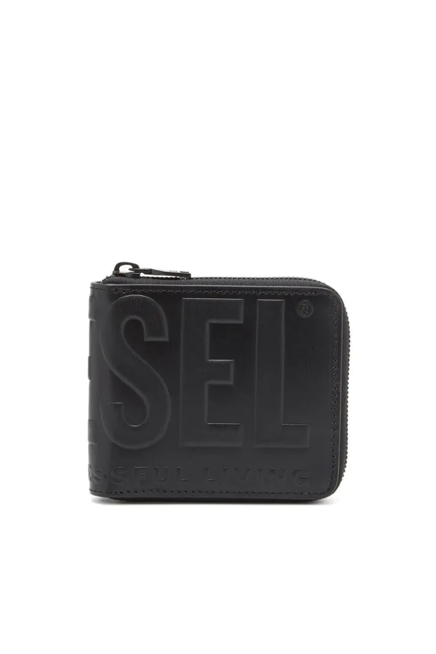 MenWomen Diesel Wallets DSL 3D BIFOLD COIN ZIP XS Black