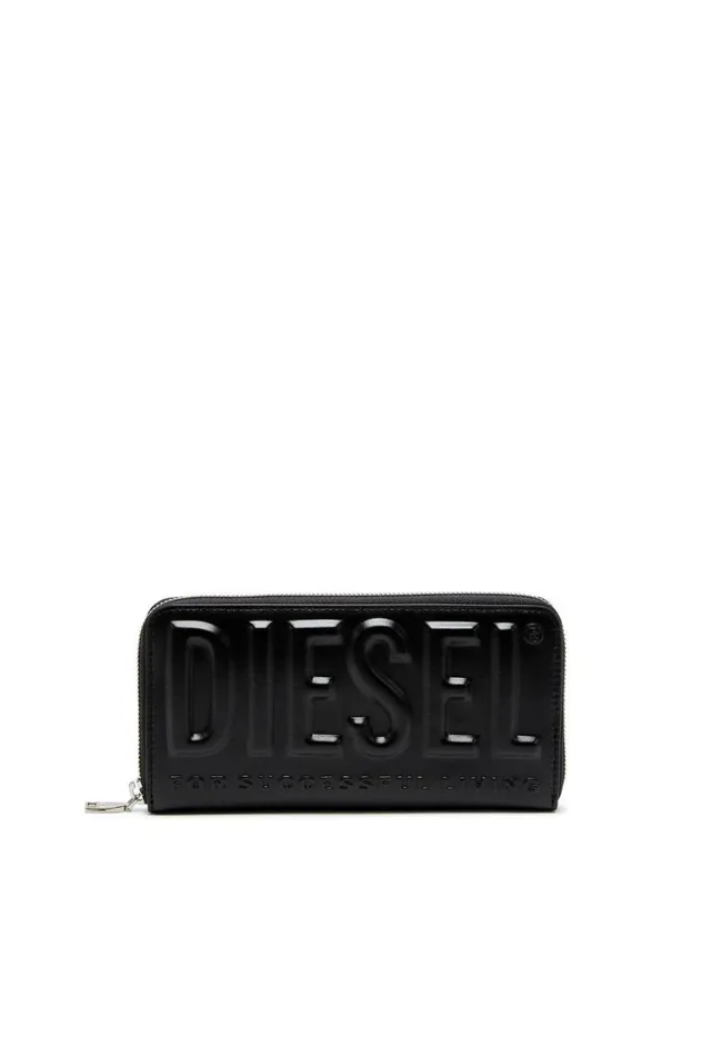MenWomen Diesel Wallets DSL 3D CONTINENTAL ZIP L Black