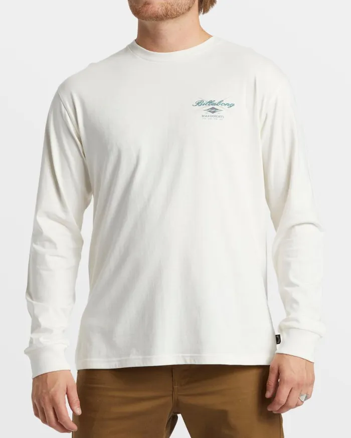 Mens Crossboards Long Sleeve TShirt Off White Billabong TShirts Mens Crossboards Long Sleeve TShirt Off White Billabong TShirts