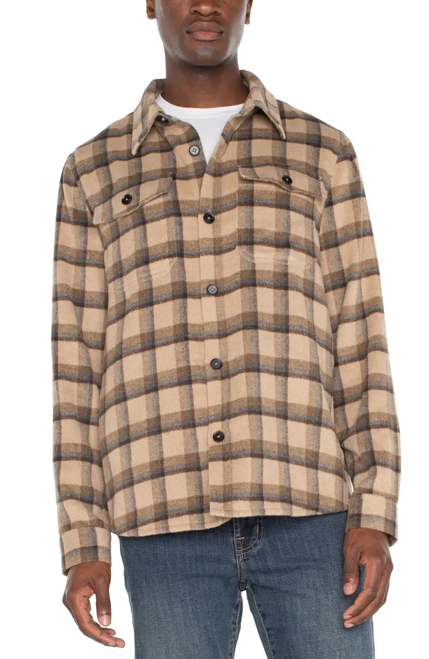 Mens Liverpool Los Angeles Jackets and Blazers SHIRT JACKET Tan Brown Multi