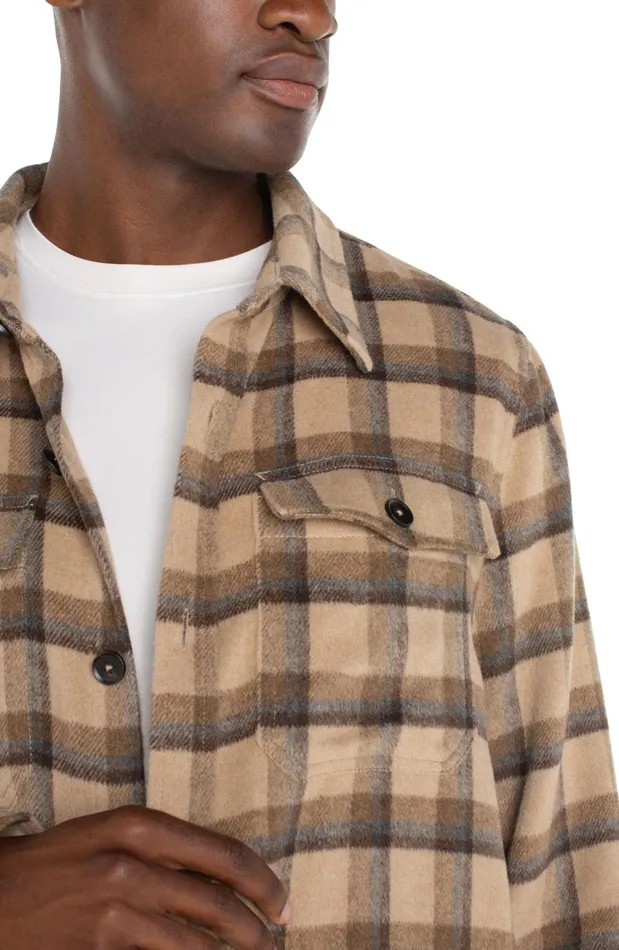 Mens Liverpool Los Angeles Jackets and Blazers SHIRT JACKET Tan Brown Multi